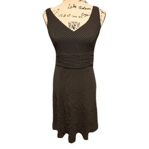 Ann Taylor 6 Petite black dress white polka dots